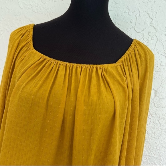 Ramy Brook Jacquard Puff Sleeve Blouse in Gold Large - Picture 3 of 7